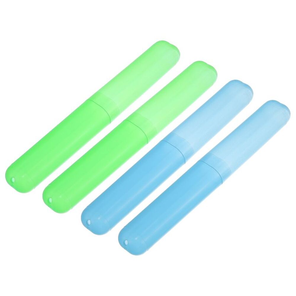 4 Pcs Lightweight Traveling Toothbrush Holders Case Blue Green 7.48"x1.06"